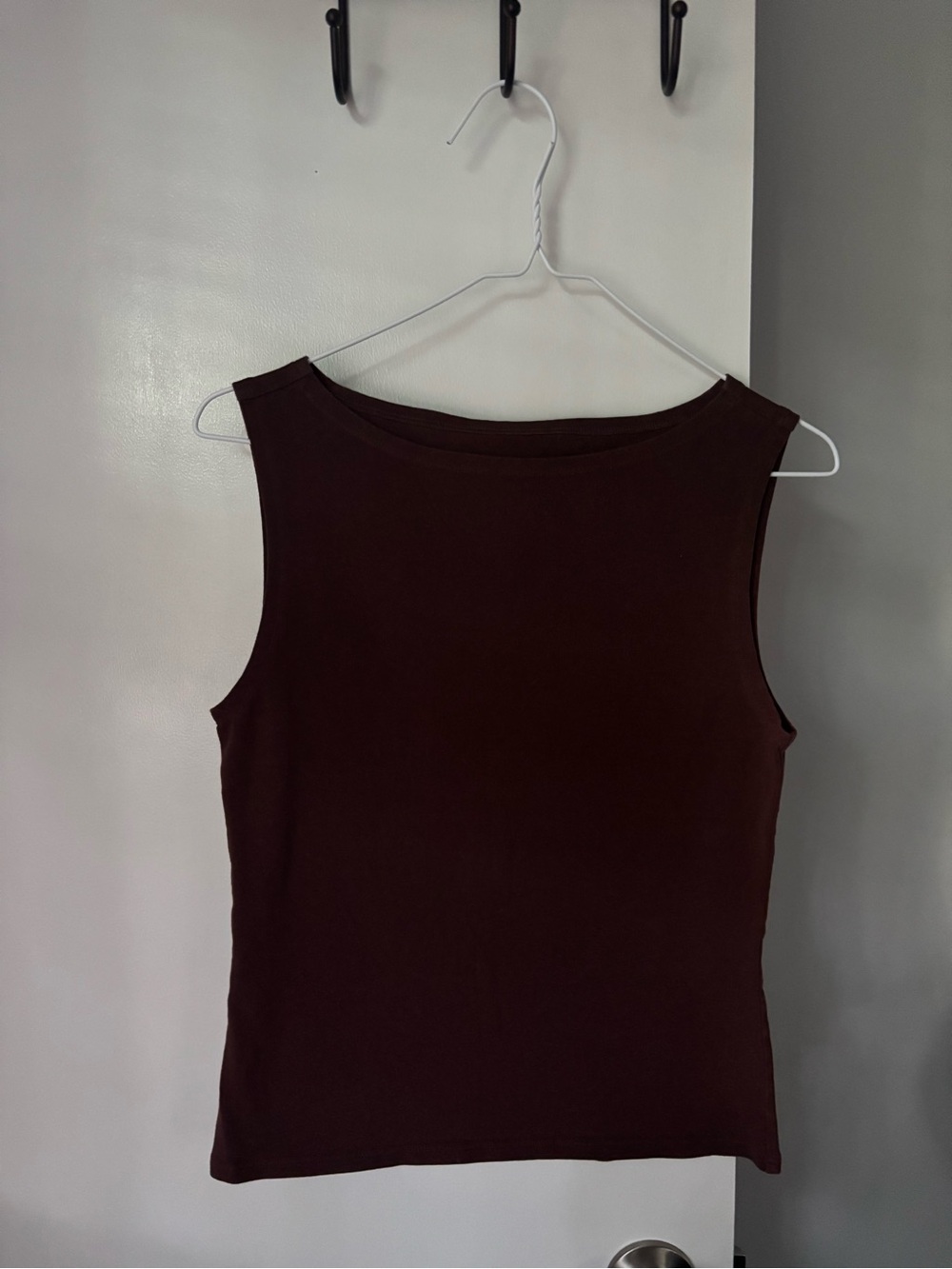 Quince Organic Cotton Classic Boatneck Sleeveless Tank Top In Chocolate Brown